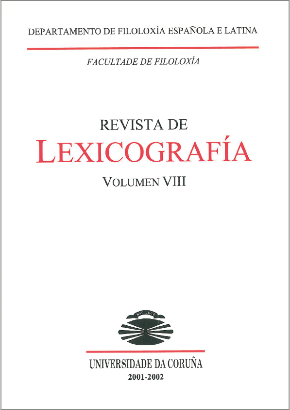 Portada de la Revista de Lexicografía Volumen 8